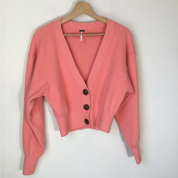 Free People Deep V Neck Cropped Cardigan Sweater - Picture 6 of 7